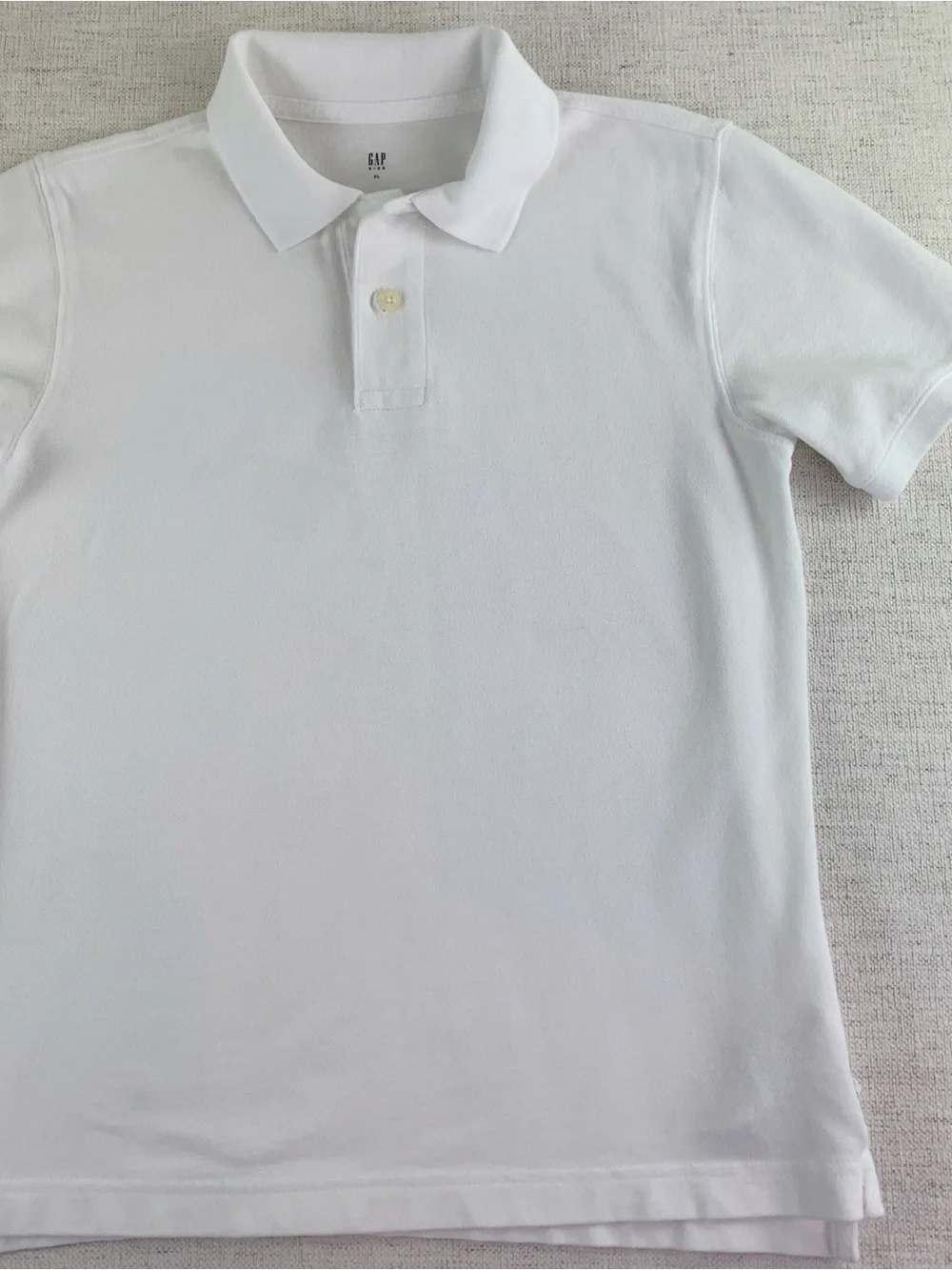 GAP boy's White Short Sleeve Polo shirt  solid size XL 100% cotton uniform